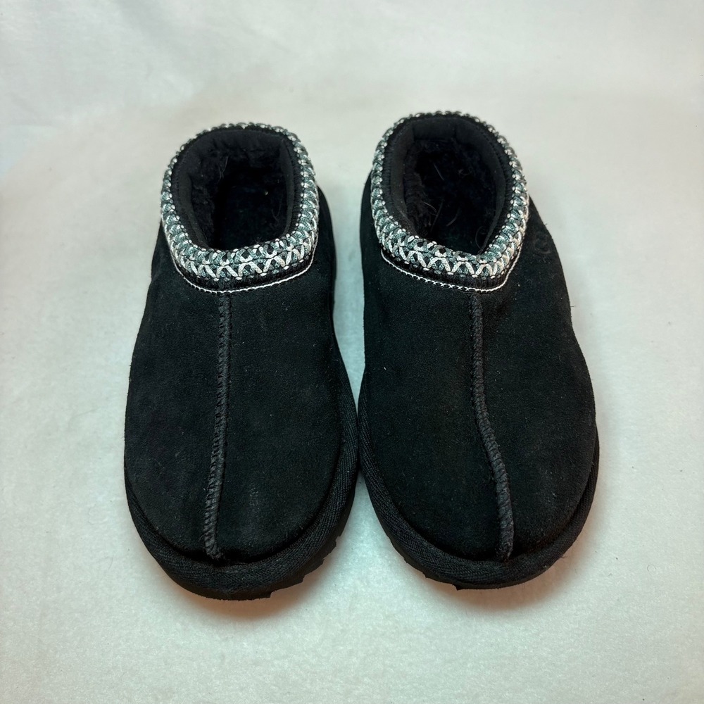 UGG Kids Tasman Black Suede Slip On Slippers Shoes 1019066K Size 11
